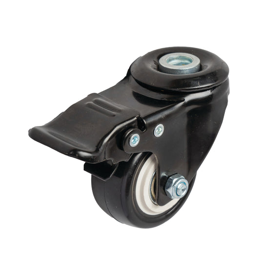 50mm Urethane Castor - Swivel Bolt Hole & Total Brake - 50kg Capacity
