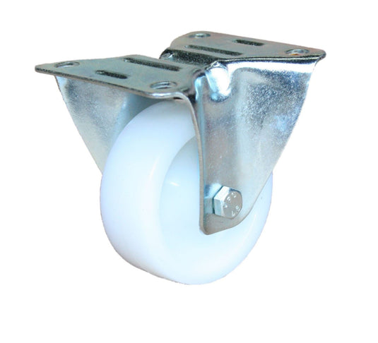 80mm Nylon Castor - Fixed Plate - 100kg Capacity