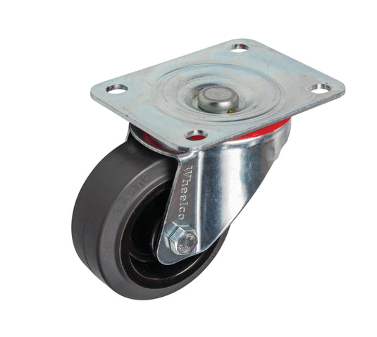 80mm Rubber Castor - Swivel Plate - 100kg Capacity