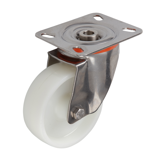 100mm Nylon Castor - Swivel Plate - 180kg - Stainless Steel