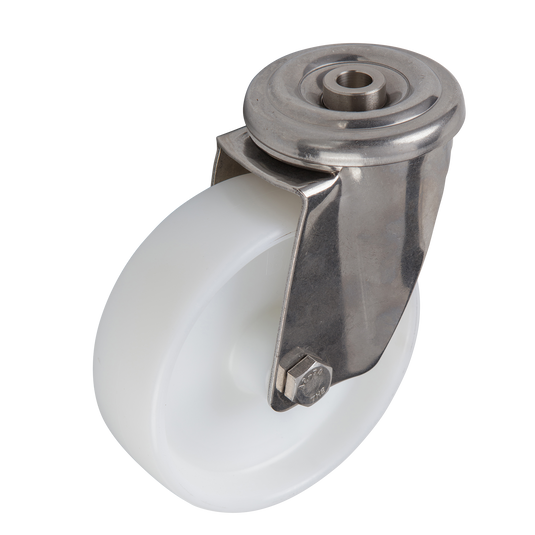 125mm Nylon Castor - Swivel Bolt Hole - 200kg - Stainless Steel