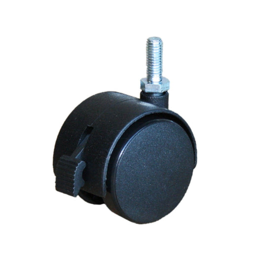 40mm Twin Wheel Nylon Castor - 5/16 BSW Thread Fitting - With Brake
