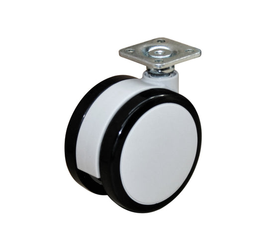 75mm Twin Wheel Urethane Castor - Plate Fitting