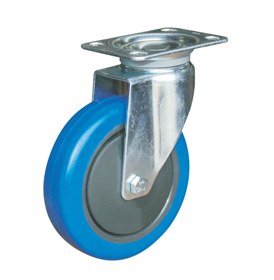 125mm Elastic Rubber Castor - Swivel Plate - 100kg Capacity