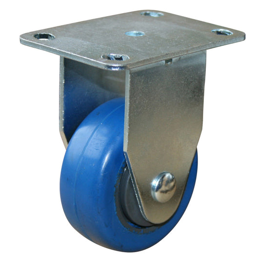 75mm Elastic Rubber Castor - Fixed Plate - 80kg Capacity