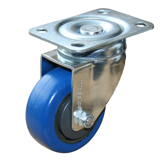 75mm Elastic Rubber Castor - Swivel Plate - 80kg Capacity