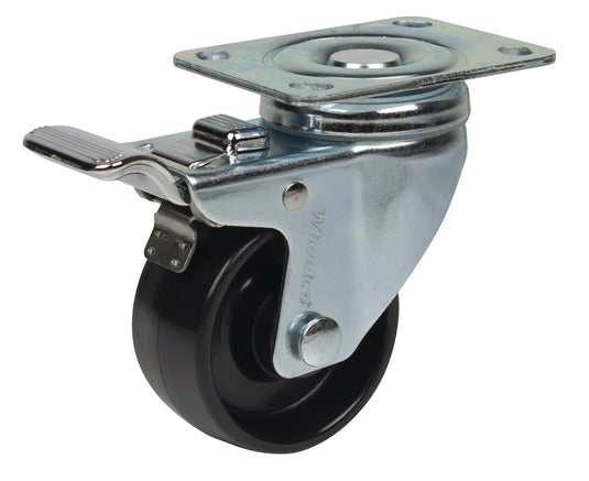 75mm Nylon Castor - Swivel Plate & Brake - 80kg Capacity