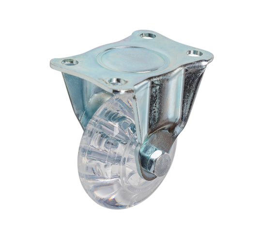 50mm Clear Urethane Castor - Fixed Plate - 40kg Capacity