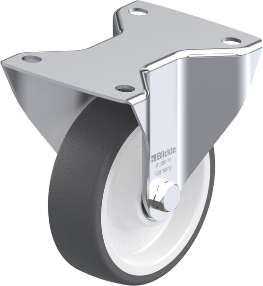125mm Urethane Castor - Fixed Plate - 350kg Capacity