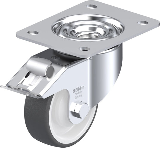 100mm Urethane Castor - Swivel Plate & Brake - 300kg Capacity