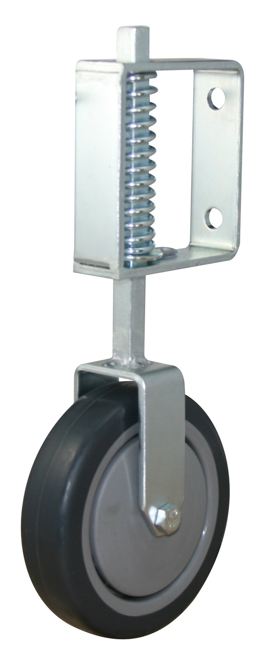 Fixed Gate Castor - 100mm Rubber Wheel - Spring Loaded
