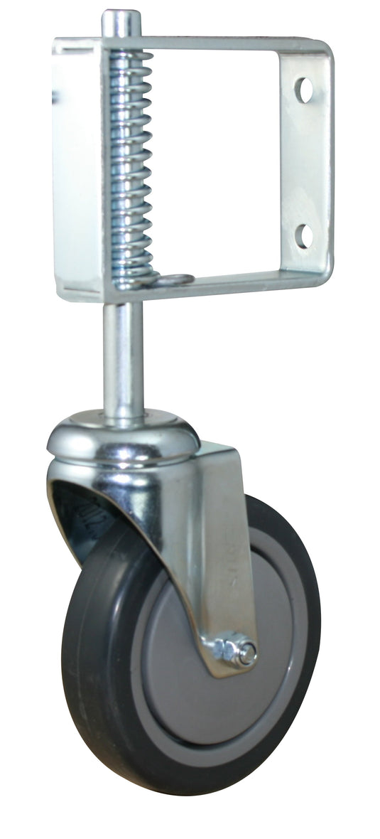 Swivel Gate Castor - 100mm Rubber Wheel - Spring Loaded