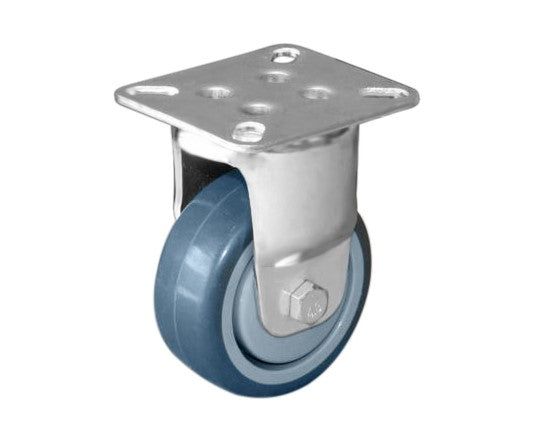 75mm Rubber Castor - Fixed Plate - 80kg Capacity