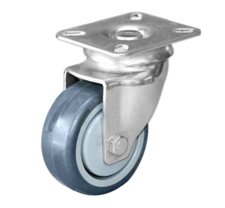 75mm Rubber Castor - Swivel Plate - 80kg Capacity