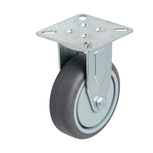 75mm Rubber Castor - Fixed Plate - 50kg Capacity