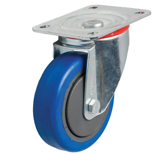 100mm Elastic Rubber Castor - Swivel Plate - 120kg Capacity