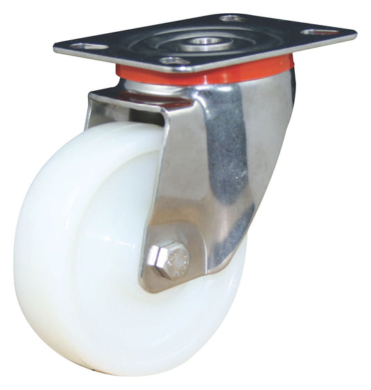 125mm Nylon Castor - Swivel Plate - 200kg - Stainless Steel