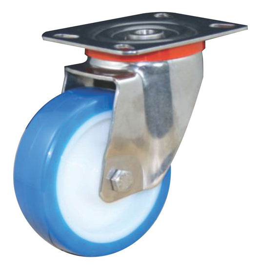 100mm Urethane Castor - Swivel Plate - 180kg - Stainless Steel