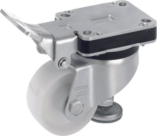 Leveling Castor - 75mm Nylon Wheel with Fixed Postion Lever- TLN Series
