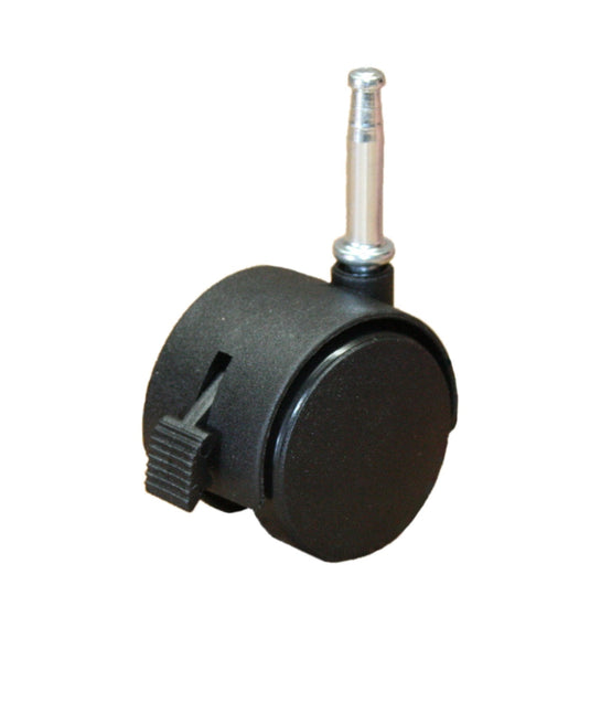 40mm Twin Wheel Nylon Castor - Stem Fitting - With Brake