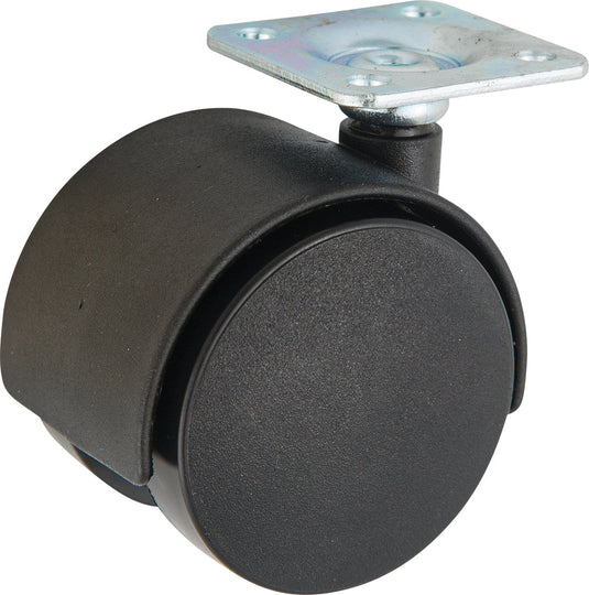 40mm Twin Wheel Nylon Castor - Plate Fitting