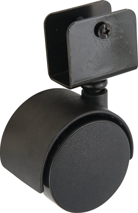 50mm Twin Wheel Nylon Castor - 18mm U Bracket Fitting