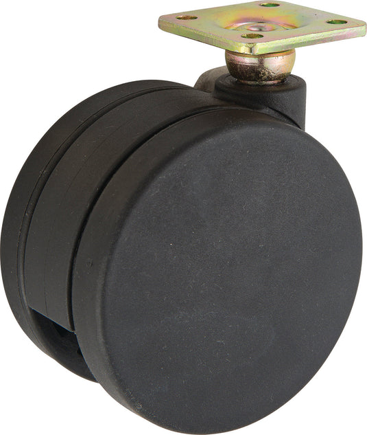 75mm Twin Wheel Nylon Castor - Plate Fitting
