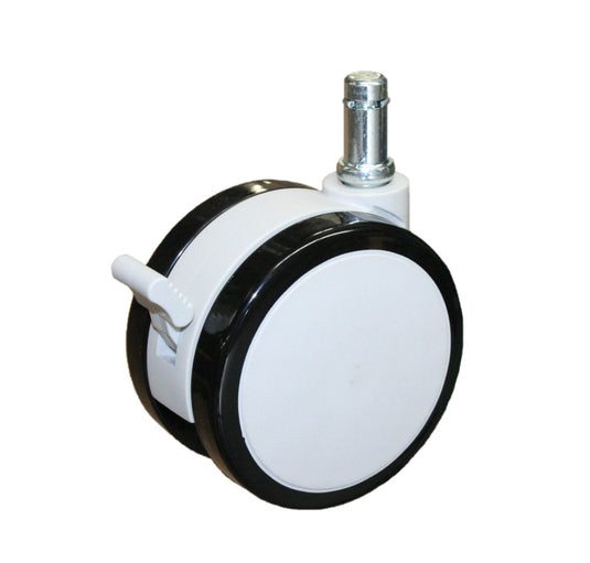 75mm Twin Wheel Urethane Castor - 11mm Stem Fitting - with Brake - Office Chair!