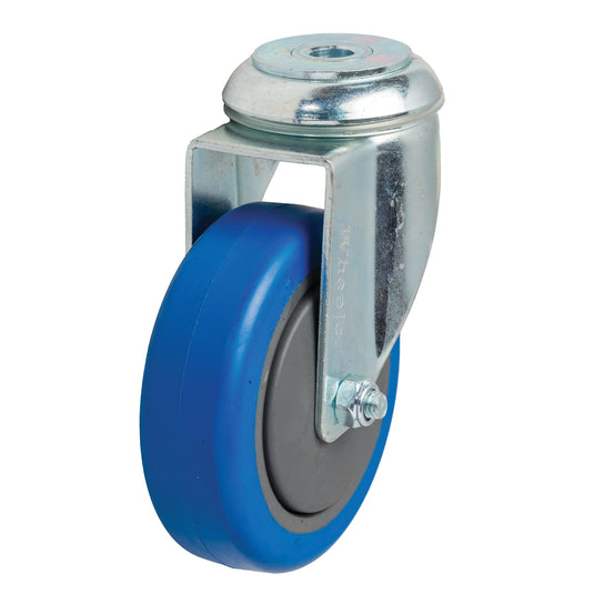 100mm Elastic Rubber Castor - Swivel Bolt Hole - 100kg Capacity