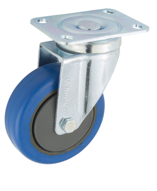 100mm Elastic Rubber Castor - Swivel Plate - 100kg Capacity