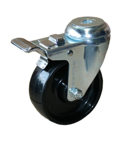 100mm Nylon Castor - Swivel Bolt Hole & Brake - 100kg Capacity