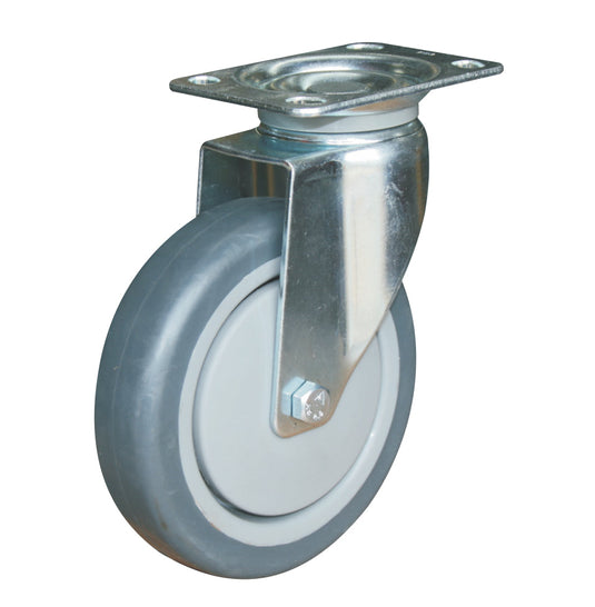 125mm Rubber Castor - Swivel Plate - 100kg Capacity