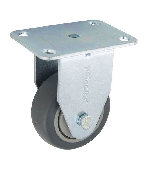 75mm Rubber Castor - Fixed Plate - 80kg Capacity