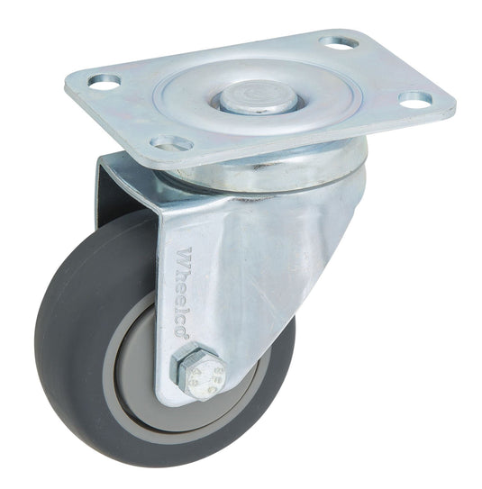 75mm Rubber Castor - Swivel Plate - 80kg Capacity