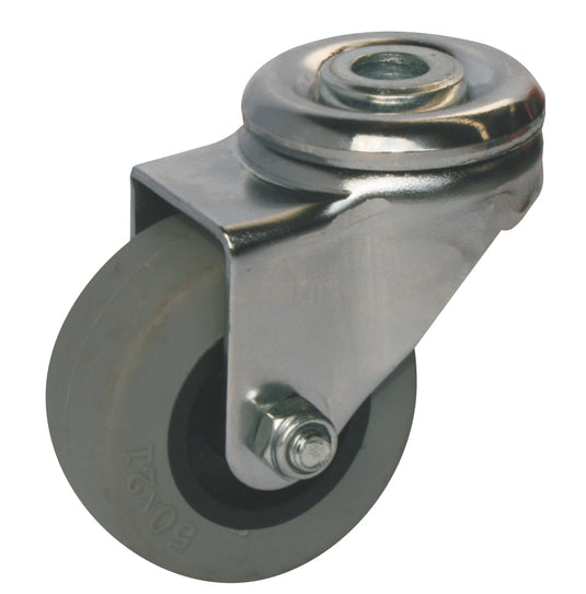 50mm Urethane Castor - Swivel Bolt Hole - 40kg Capacity