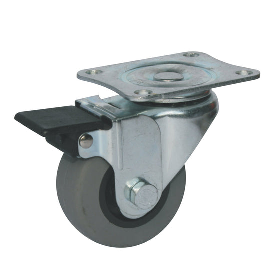 50mm Urethane Castor - Swivel Plate & Brake - 40kg Capacity