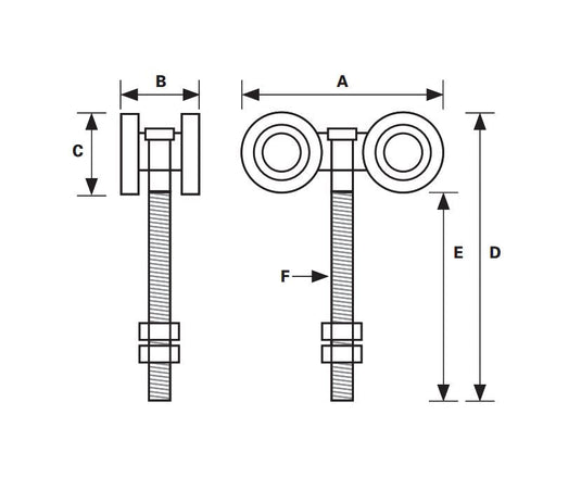 Overhead Wheeled Carriages 4 Wheels - 200 - SDC200S4
