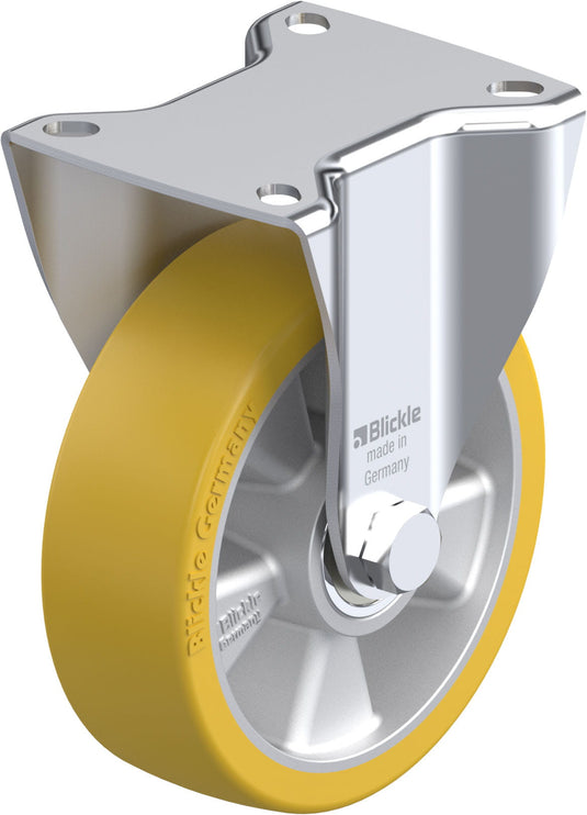 125mm Urethane Castor - Fixed Plate - 350kg Capacity