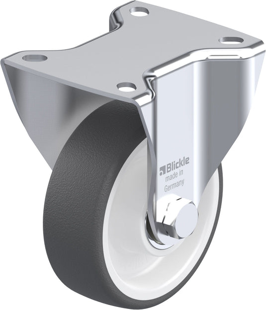 100mm Urethane Castor - Fixed Plate - 300kg Capacity