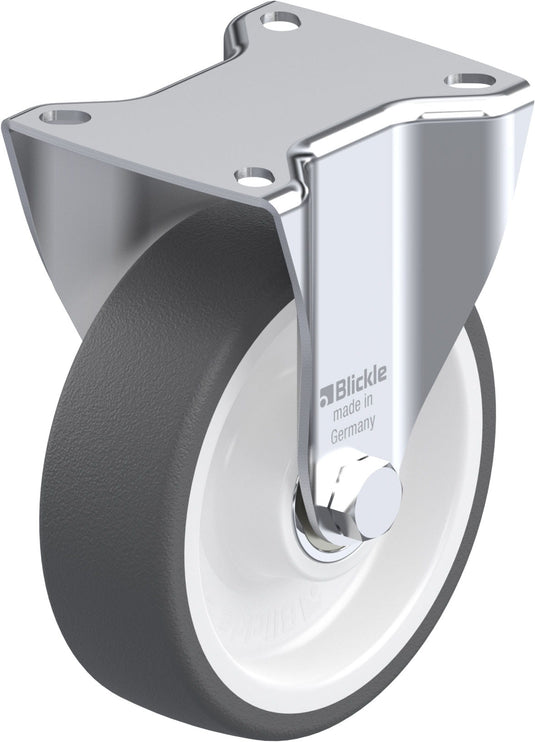 125mm Urethane Castor - Fixed Plate - 350kg Capacity