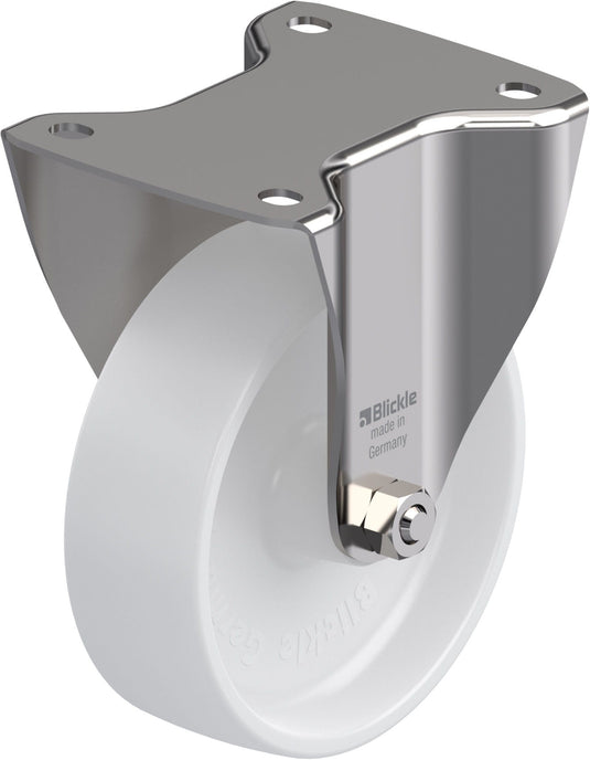 150mm Nylon Castor - Fixed Plate - 400kg - Stainless Steel