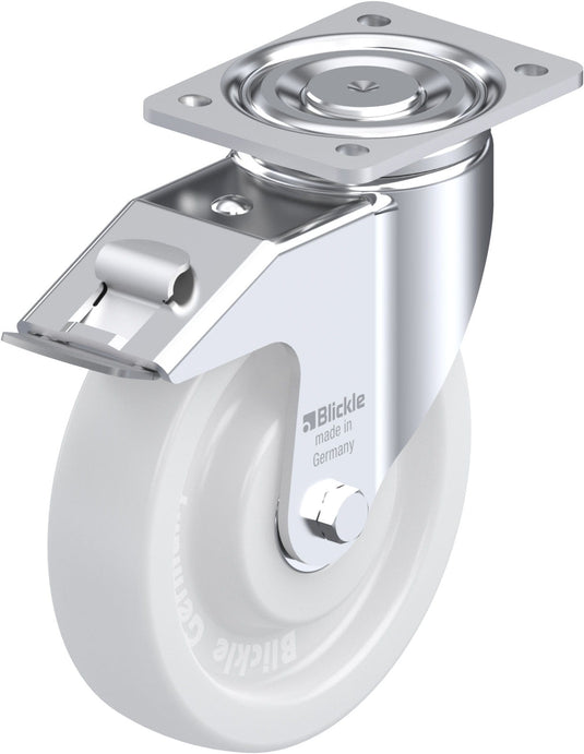 BXN - Swivel Plate & Brake 200mm Nylon Castor
