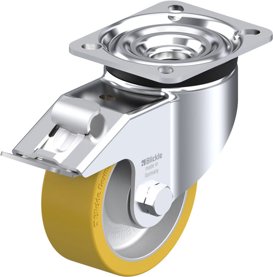 100mm Urethane Castor - Swivel Plate & Brake - 350kg Capacity