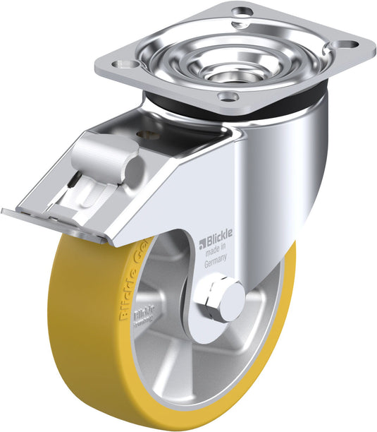 125mm Urethane Castor - Swivel Plate & Brake - 350kg Capacity