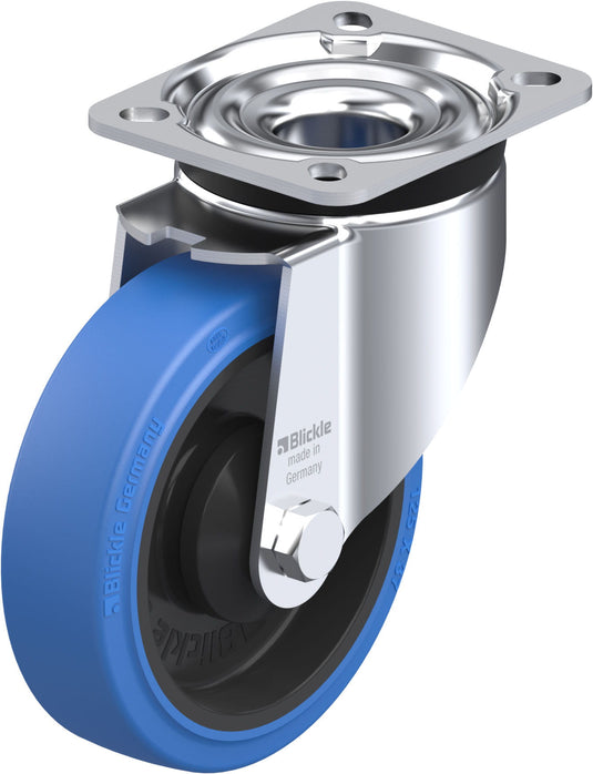125mm Elastic Rubber Castor - Swivel Plate - 250kg Capacity