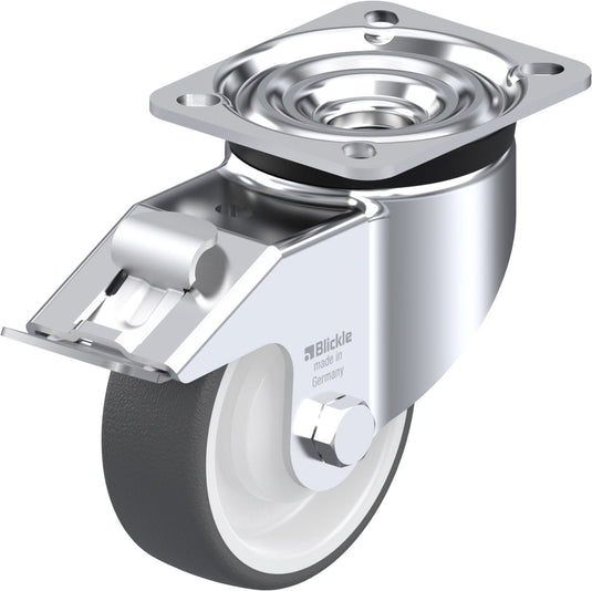 100mm Urethane Castor - Swivel Plate & Brake - 300kg Capacity
