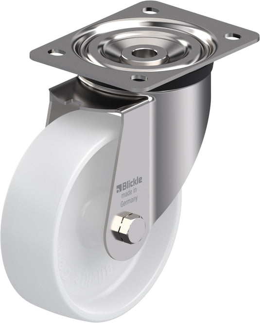 150mm Nylon Castor - Swivel Plate - 400kg - Stainless Steel
