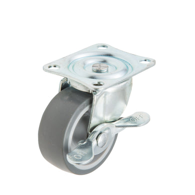 65mm Urethane Castor - Swivel Plate Braked - 55kg Capacity