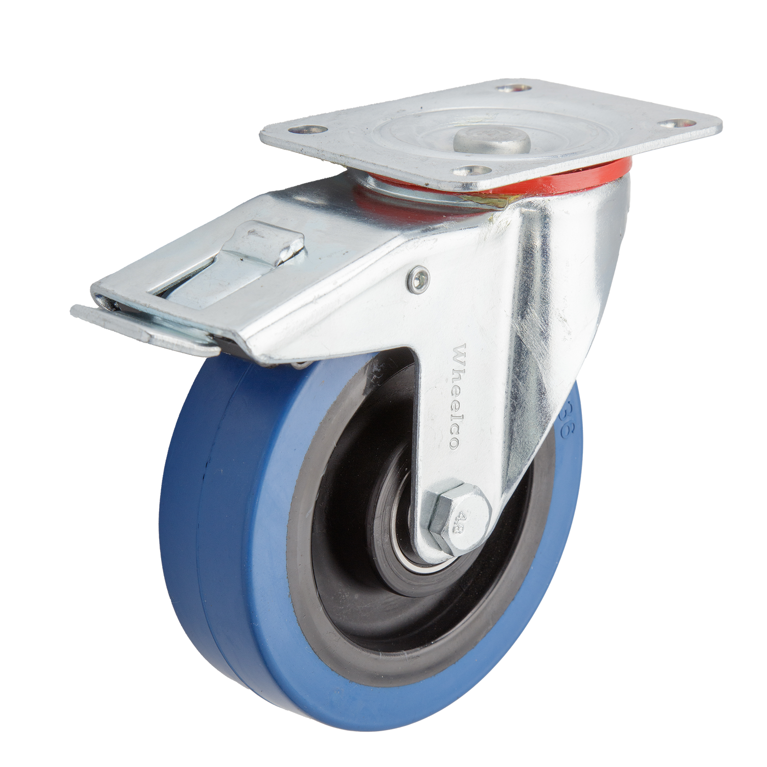 125mm Elastic Rubber Castor Swivel Plate & Brake 150kg Capacity