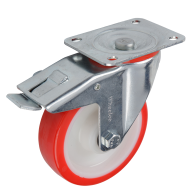 125mm Urethane Castor - Swivel Plate & Brake - 150kg Capacity